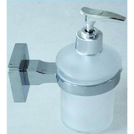 Cleafe - Dispenser Porta Sapone Liquido Acciaio Vetro Satinato Fissaggio Parete Bagno 52207a - (1/3)