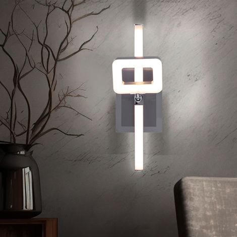 Applique murale orientable Applique murale avec interrupteur LED éclairage d'escalier, chrome nickel mat, 1x LED 6W 540Lm blanc chaud, LxPxH 25x7x15,5 cm