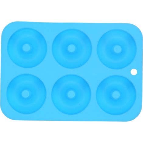 Moule à beignets 6 cavités en silicone bleu, plaque ronde pour chocolat, gâteau, pain, accessoire de cuisson antiadhésif (1/5)