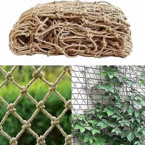 Filet en corde de jute 1PC pour jardin, balcon, escalier, clôture de protection, filet de support pour plantes de plafond fait main, multifonctionnel 1x3m( ) (1/5)