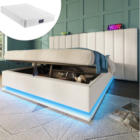 Letto matrimoniale contenitore LED USB-C 160x200 DESVIAE (1/5)