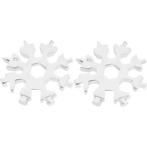 Clé à neige multifonctionnelle en acier à haute teneur en carbone (lot de 2), en forme de flocon de neige, argentée. (1/5)