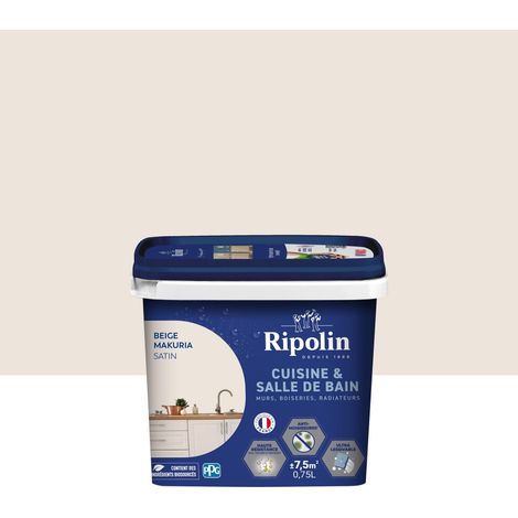 Pintura mural, RIPOLIN cocina y baño, 0,75 litros, beige satinado makuria RIPOLIN (1/3)