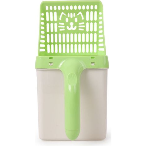 Ramasseur de déchets pour animaux amovible avec bac de collecte, kit tout-en-un pelle à crottes et pelle à sable en plastique, pour chat, couleur verte (1/5)