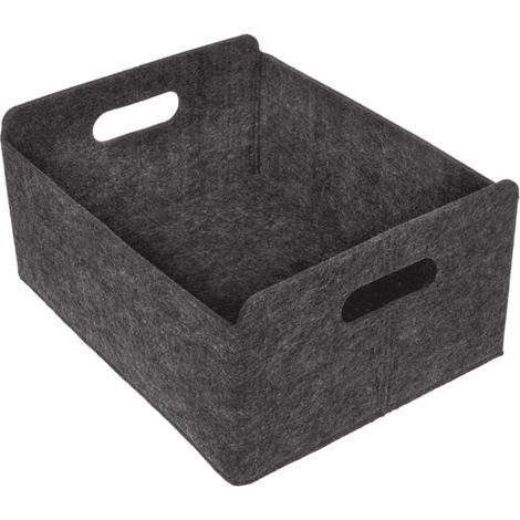 2 x Filz Aufbewahrungsbox 31 x 25 x 15 cm dunkelgrau (1/4)