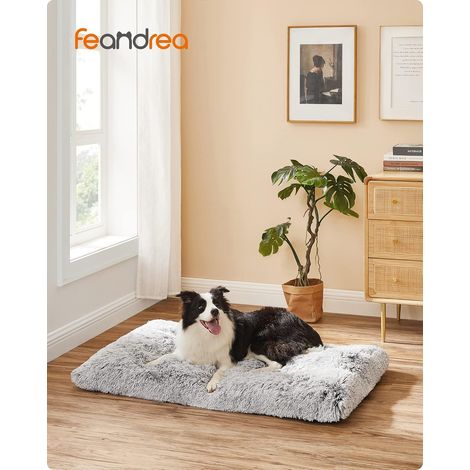 FEANDREA Panier pour Chien, Canapé, Lit pour Animaux, 110 x 73 cm, Rembourrage Moelleux, Lavable en Machine, Coussin pour Chien, Gris Clair PGW203G01 (1/5)