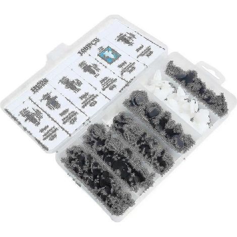 Clips de fixation pour carrosserie, rivets en plastique, vis de fixation pour pare-chocs et panneaux de porte, avec outil de démontage (100 pièces) (1/5)
