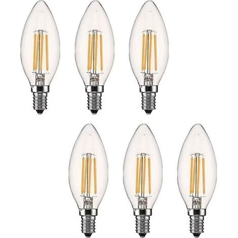 E14 Dimmbare LED-Kerzenbirne, 4 W, warmweiß (2700 K), kleiner Schraubsockel, LED-Filament, entspricht 40 W, 6er-Pack (1/5)