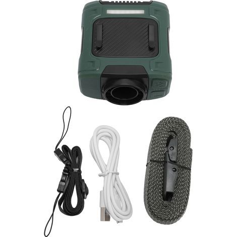 Ortviai Ventilateur portable de ceinture 10000 mAh, 3 vitesses, 50 h d'autonomie, lampe LED et banque d'alimentation, vert (1/5)