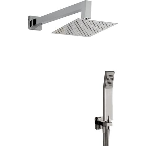 Kit braccio doccia 300mm con soffione e doccetta quadro Cisal DS0K04021 (1/2)