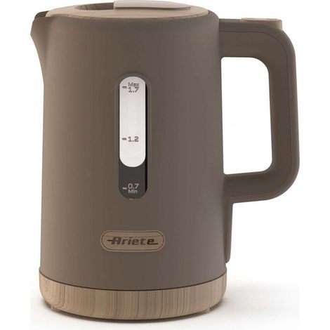 Ariete 2846 Bollitore Breakfast Wood, Bollitore Elettrico Cucina, 2200W, Capacità 1.7L, Effetto Legno, Base Cordless 360°, Spegnimento Automatico, Tortora