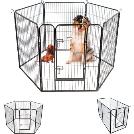 Parc Enclos pour chien chiot et lapin GARDEO80x100x6, 6 panneaux 80X100cm, 1,28M2, modulable, intérieur et extérieur, pliable, garantie 5 ans, Paitsy