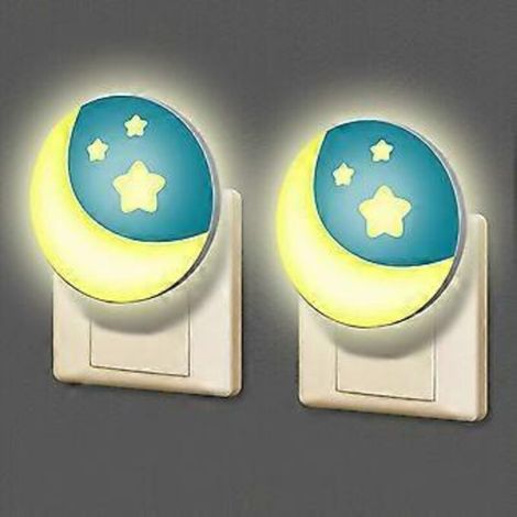 Veilleuse électrique pour enfants [Lot de 2] avec capteur crépusculaire, petite applique murale LED style coranique pour chambre de bébé, lampe de nuit murale, couloir ou escalier (1/4)