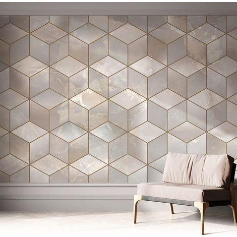 Papier peint adhésif décoratif pour salon chambre et cuisine Facile à poser avec colle Mosaïque géométrique 312x219 cm (1/5)