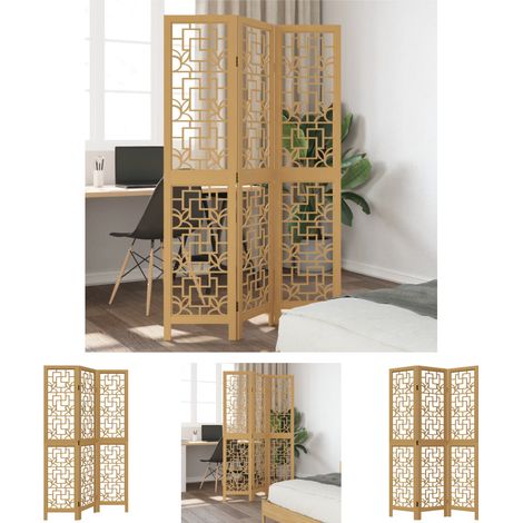 The Living Store 3-tlg. Raumteiler Braun Massivholz Paulownia - Raumteiler (1/5)