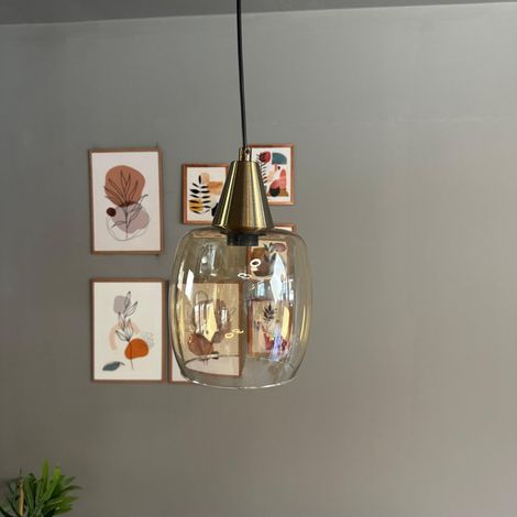 bamyum Pearl Suspension Luminaire Verre Rétro en Metal de 16 cm, Lustre de Salon Vintage, Éclairage de Plafond pour Chambre, Cuisine, Lampe Suspendue (1/5)