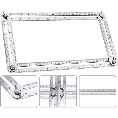 Règle Multi-Angle Ajustable Précision Outil de Mesure pour Bricolage et Construction (1/4)