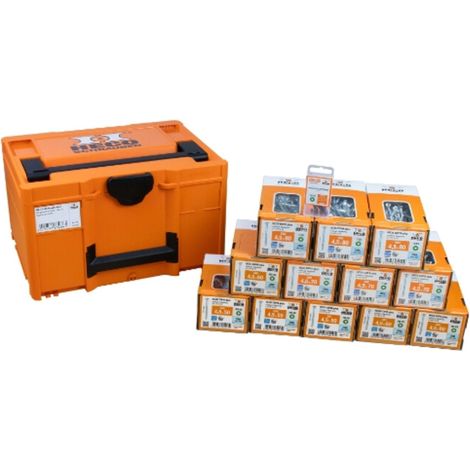 Heco Schrauben – Coffret promotionnel Systainer3 M237 – Assortiment de 2400 vis à tête fraisée HT-plus Ø4,5 mm – Pour bois dur et teck (1/2)