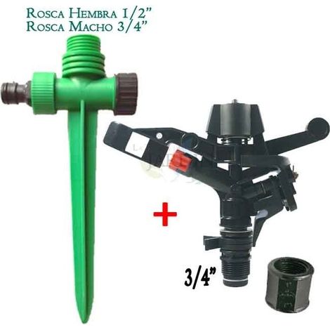 Set di Irrigatore Agricolo Settoriale 3/4'', Gittata 8-13 m + Picchetto di Supporto Irrigatore