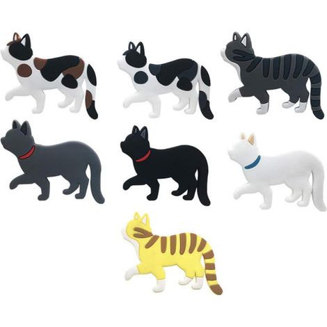 Aimants de réfrigérateur de chat, aimant de bulletin de motif de chat, la queue de chat peut être inclinée pour accrocher des articles (7 pièces)-Fei Yu (1/5)