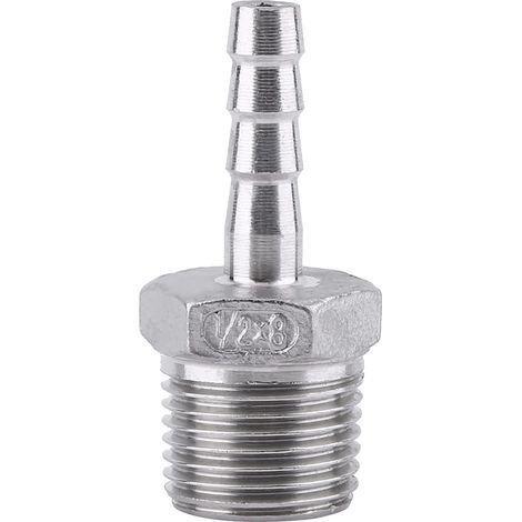 Stainless Steel 304 Male thread Pipe Fitting Barb Hose Tail Connector (1/2"x8mm)
