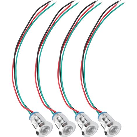 jeux de LED rondes précâblées, étanches, en métal, indicateur bicolore à cathode commune, 12 mm, 1224 V (rouge et vert) (1/5)