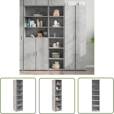 The Living Store Highboard Betongrau 45x41x185 cm Holzwerkstoff - Sideboard - Hochschrank - Wohnzimmermöbel - Holzwerkstoff - Graue Farbe (1/5)