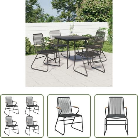 Rotin PVC - Chaises de jardin lot de 4 noir 58x59x85,5 cm rotin PVC (1/5)
