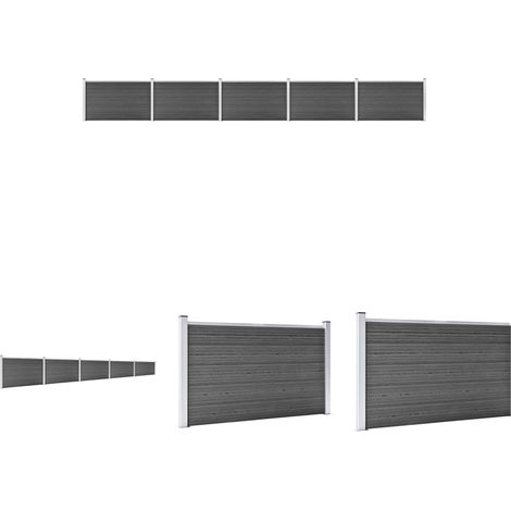 The Living Store -  Zaunelement Set WPC 872x105 cm Schwarz (1/5)