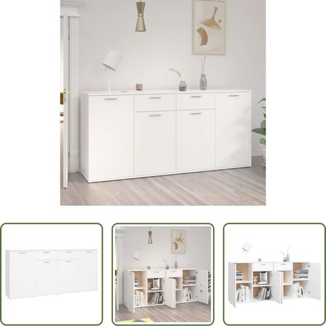 Aufbewahrungsschrank - Sideboard Weiß 160x36x75 cm Holzwerkstoff (1/5)