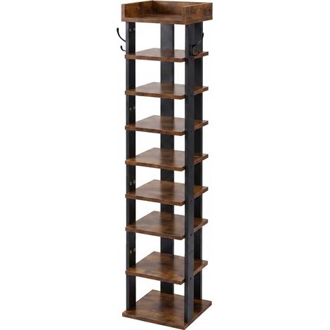 Levede Shoe Rack Storage Organiser 9 Tier Industrial Shoe Shelf Adjustable Brown