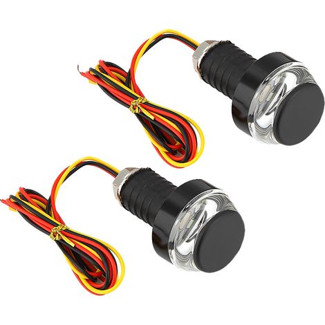 Feux clignotants moto LED 12V DC, embouts de guidon avec barre lumineuse blanc et jaune, clignoteurs universels pour poignées, éclairage motocyclette étanche (1/5)