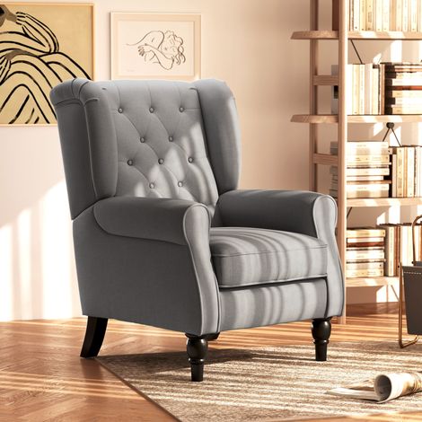 Poltrona relax singola con schienale alto in poliestere grigio scuro 74x86x102 cm (1/5)