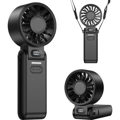 Ventilateur Portable Rechargeable USB Silencieux – Mini Ventilateurs Pliable avec Batterie 4000 mAh, Écran LED, Ventilateur de Poche pour Bureau, Voyage, Extérieur, Chambre, Cuisine (1/5)
