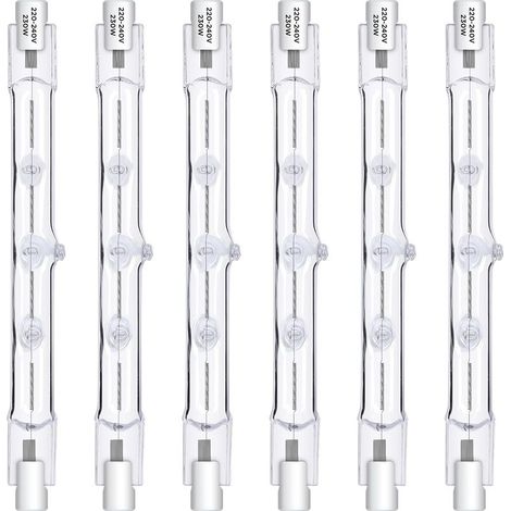 Ampoule Halogène R7S 118mm 230W 230V, Ampoule J118 Dimmable halogene 2800K Blanc Chaud, Convient Pour les Lampadaires, les Eclairages Paysagers, Pack de 6 (1/5)