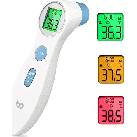 Thermomètre Frontal Fiable pour Mesurer la Fièvre, Thermometre Medical Infrarouge Digital sans Contact 2 en 1 à la Lecture Directe et Précise, Ecran LCD, pour Toute la Famille Adulte Bebe(Blanc) (1/5)