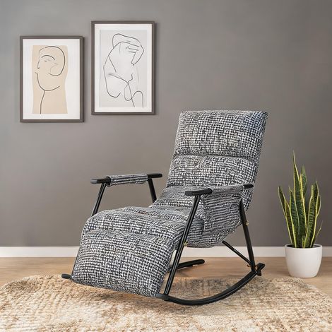 Fauteuil preto en linho e métal 100 x 62 x 89 cm (1/5)