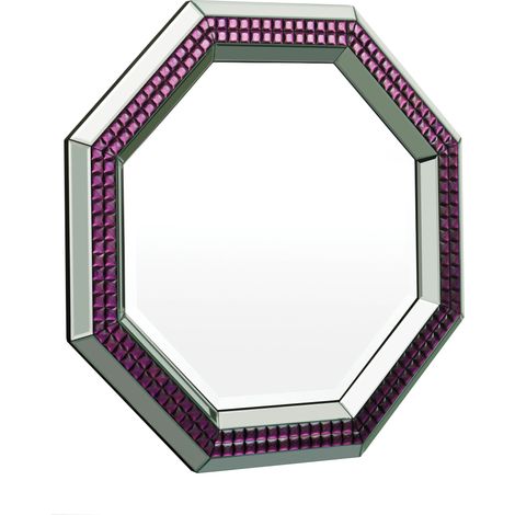Premier Housewares Purple and Clear Mirrored Glass Octagonal Mirror (1/4)
