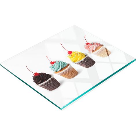 Küchenservierbrett aus gehärtetem Glas mit Muffin-Motiv, 60 x 52 cm (1/5)