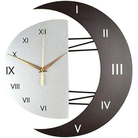 Horloge Murale - Mouvement Quartz Silencieux - Cadran Numérique Blanc sur Fond Rouge-brun Noir - Bois Haute Densité - 33 cm - 1 Pièce (1/5)
