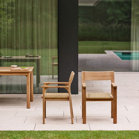 Lot de 2 fauteuils de jardin en teck et rotin (1/5)