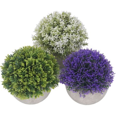 Lot de 3 plantes artificielles en pot, fausses plantes réalistes à base ronde, durables et faciles d'entretien, décoration simulée pour la maison (1/5)