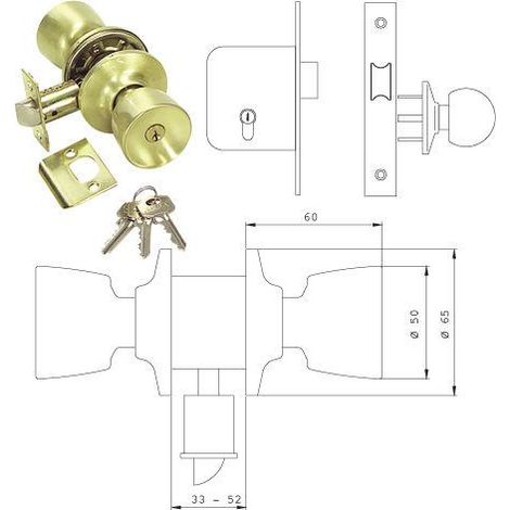 Pomo Puerta 50Mm 352050Lm Laton/Mate Entrada Tesa