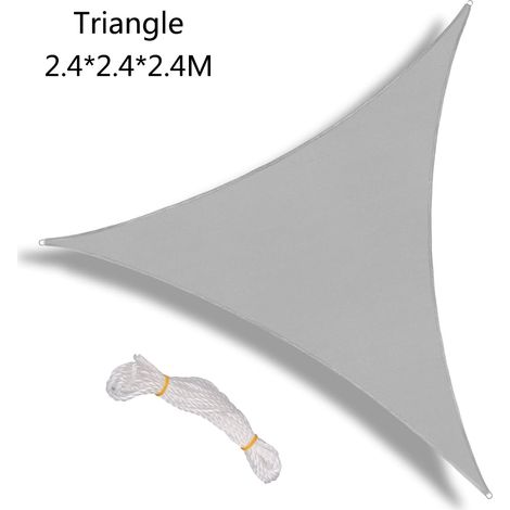 Sonnensegel aus Polyester-Oxford-Gewebe, grau, UV-Schutz, für Terrasse, Garten, Park, Spielplatz, Rasen, 2,4 x 2,4 x 2,4 m (1/5)