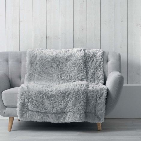 Plaid Imitation Fourrure Uni "Marilou" 180x220cm Gris (1/2)