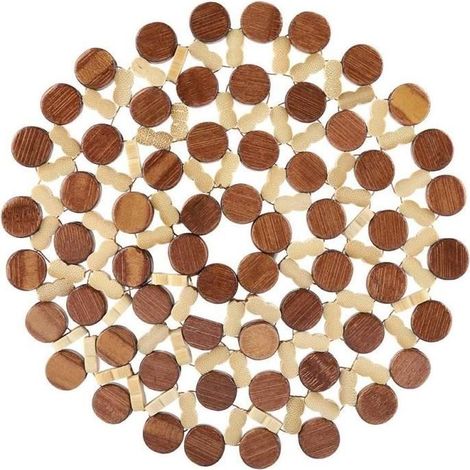 Dessous de plat bois,Tapis de table rond en bambou résistant à la chaleur,pour protéger les plateaux de table et les comptoirs (1/4)