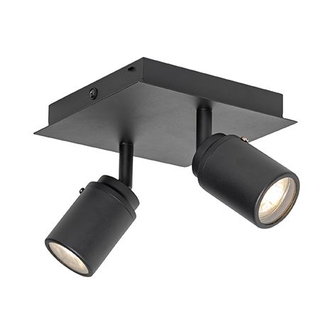 QAZQA Modern Bathroom Spot Black Square 2-Light IP44 - Ducha