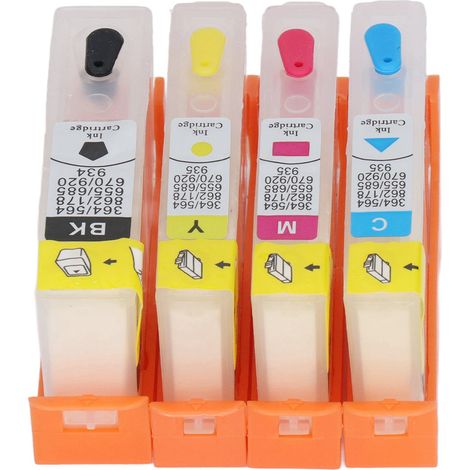 4 Cartouches d'Encre HP 902 Noir Bleu Magenta Jaune - Recharge Compatible avec Puce Permanente pour Imprimantes HP Officejet