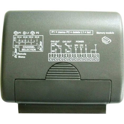 Récepteur 2 canaux 12/24VAC 300 codes - CARDIN - RQM449200