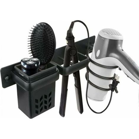 Hair Dryer Holder for Bathroom, Hair Straightener Organizer Accessory Set, Professional Aluminum Wall Mounted Hair Dryer Holder, Shelf with Holes YMYNY (1/4)